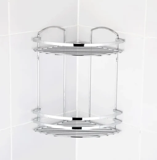 Bissolo Casa Mensole<MENSOLA ANGOLARE PER DOCCIA 2 RIPIANI CM 24X24 H.37,5 CROMO