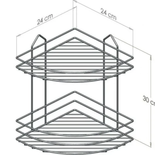 Bissolo Casa Mensole<MENSOLA ANGOLARE PER DOCCIA 2 RIPIANI CM 24X24 H.30 CROMO