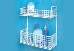 Bissolo Casa Mensole<MENSOLA PER DOCCIA 2 RIPIANI CM 30X10 H.33 BIANCA