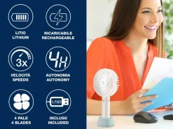 Bissolo Casa Piccoli Ventilazione|Ventilazione<MINI VENTILATORE RICARICABILE CON CAVO USB