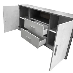 Bissolo Casa Credenze E Vetrine<Mobile basso in laminato cemento e bianco
