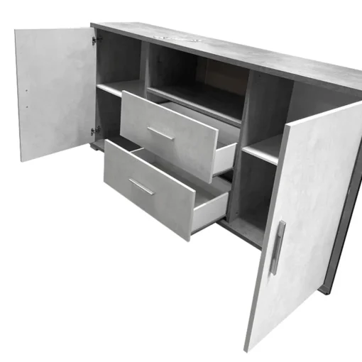 Bissolo Casa Credenze E Vetrine<Mobile basso in laminato cemento e bianco