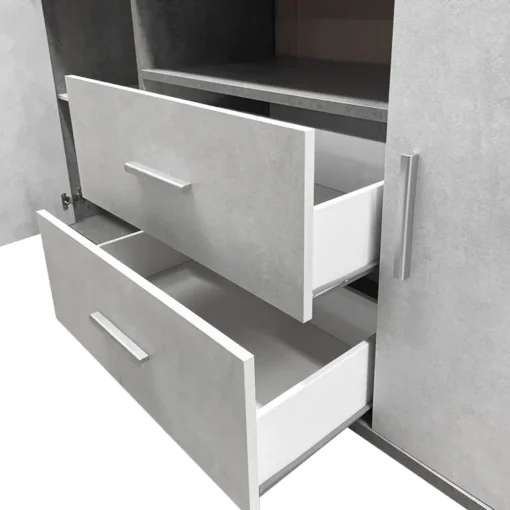 Bissolo Casa Credenze E Vetrine<Mobile basso in laminato cemento e bianco