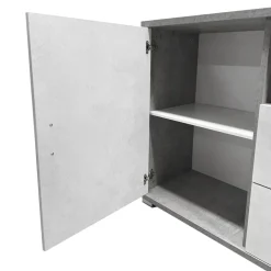Bissolo Casa Credenze E Vetrine<Mobile basso in laminato cemento e bianco