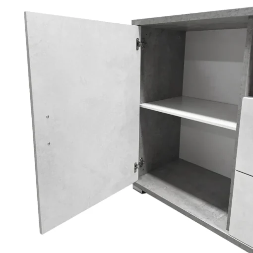 Bissolo Casa Credenze E Vetrine<Mobile basso in laminato cemento e bianco