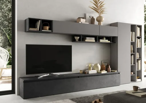Bissolo Casa Pareti E Soggiorni Componibili<Mobile da soggiorno modello Infinity in colore ardesia 2 basi e tv colonna