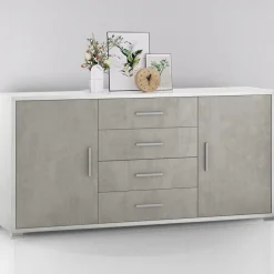 Bissolo Casa Credenze E Vetrine<MOBILE MOD. DOUBLE 2A+4C OSS.BIANCO/CEMENTO : vendita online MOBILE MOD. DOUBLE 2A+4C OSS.BIANCO/CEMENTO in offerta