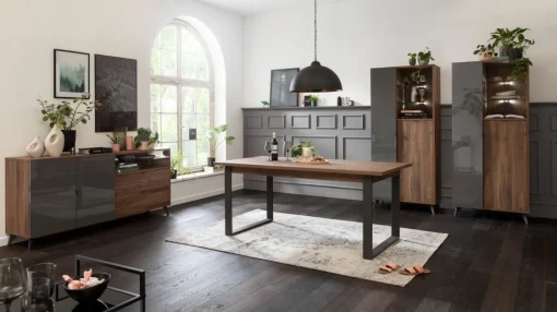 Bissolo Casa Pareti E Soggiorni Componibili<Mobili per soggiorno: Composizione Infinito Noce e Grigio Lucido