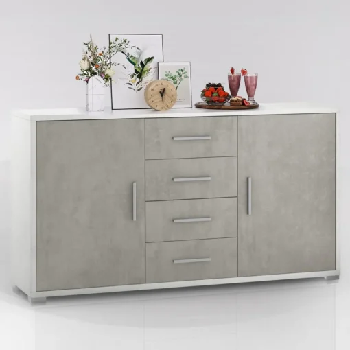 Bissolo Casa Credenze E Vetrine<MONILE IN LAMINATO OSSIDO BIANCO - 2 ANTE 4 CASSETTI
