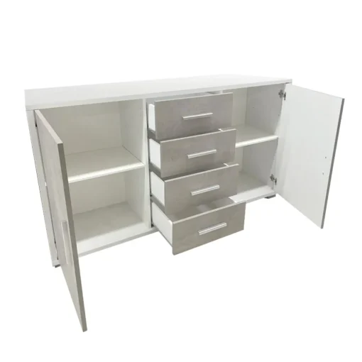 Bissolo Casa Credenze E Vetrine<MONILE IN LAMINATO OSSIDO BIANCO - 2 ANTE 4 CASSETTI