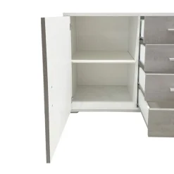 Bissolo Casa Credenze E Vetrine<MONILE IN LAMINATO OSSIDO BIANCO - 2 ANTE 4 CASSETTI