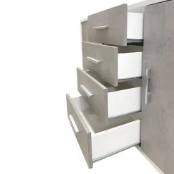 Bissolo Casa Credenze E Vetrine<MONILE IN LAMINATO OSSIDO BIANCO - 2 ANTE 4 CASSETTI