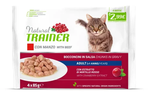Bissolo Casa Cibi Gatto<NATURAL TRAINER CAT ADULTO UMIDO FLOW MANZO 85GR: vendita online NATURAL TRAINER CAT ADULTO UMIDO FLOW MANZO 85GR in offerta