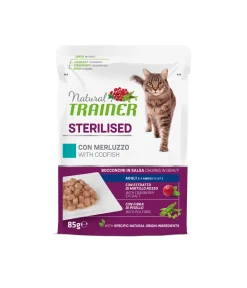 Bissolo Casa Cibi Gatto<NATURAL TRAINER CAT ADULTO MERLUZZO STERILISED WET GR 85: vendita online NATURAL TRAINER CAT ADULTO MERLUZZO STERILISED WET GR 85 in offerta