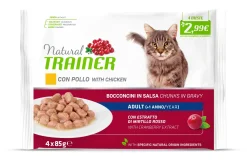 Bissolo Casa Cibi Gatto<NATURAL TRAINER CAT ADULTO UMIDO FLOW POLLO 85GR: vendita online NATURAL TRAINER CAT ADULTO UMIDO FLOW POLLO 85GR in offerta