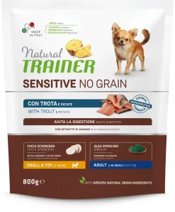 Bissolo Casa Cibi Cane<NATURAL TRAINER DOG ADULTO NO GRAIN TROTA 800GR: vendita online NATURAL TRAINER DOG ADULTO NO GRAIN TROTA 800GR in offerta