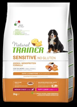 Bissolo Casa Cibi Cane<NATURAL TRAINER PUPPY & JUNIOR MEDIUM & MAXI SALMONE KG 3: vendita online NATURAL TRAINER PUPPY & JUNIOR MEDIUM & MAXI SALMONE KG 3 in offerta