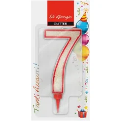 Bissolo Casa Party Candele<NUMERO 7 GIGANTE CON BRILLANTINI H 11CM E SUPPORTO H 1,3CM : vendita online NUMERO 7 GIGANTE CON BRILLANTINI H 11CM E SUPPORTO H 1,3CM in offerta