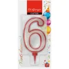 Bissolo Casa Party Candele<NUMERO 6 GIGANTE CON BRILLANTINI H 11CM E SUPPORTO 1,3CM : vendita online NUMERO 6 GIGANTE CON BRILLANTINI H 11CM E SUPPORTO 1,3CM in offerta