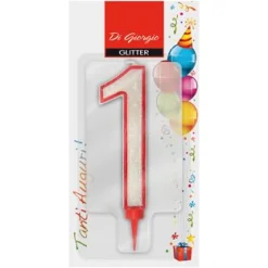 Bissolo Casa Party Candele<NUMERO 1 GIGANTE CON BRILLANTINI H 11CM E SUPPORTO H 1,3CM: vendita online NUMERO 1 GIGANTE CON BRILLANTINI H 11CM E SUPPORTO H 1,3CM in offerta