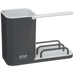 Bissolo Casa Accessori Vari Scolapiatti, Porta Rotolo E Porta Posate<ORGANIZER LAVANDINO 3IN1 IN ABS GRIGIO 21X9X14.5CM