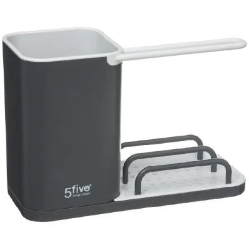 Bissolo Casa Accessori Vari Scolapiatti, Porta Rotolo E Porta Posate<ORGANIZER LAVANDINO 3IN1 IN ABS GRIGIO 21X9X14.5CM