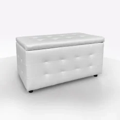 Bissolo Casa Pouf E Contenitori<PANCA CONTENITORE CM 82X43 H. 46 IN ECOPELLE BIANCA: vendita online PANCA CONTENITORE CM 82X43 H. 46 IN ECOPELLE BIANCA in offerta