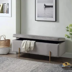 Bissolo Casa Pouf E Contenitori<PANCA CONTENITORE CM110X40 H.45CM IN VELLUTO GRIGIO SCURO: vendita online PANCA CONTENITORE CM110X40 H.45CM IN VELLUTO GRIGIO SCURO in offerta