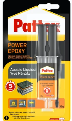 Bissolo Casa Siliconi, Colle E Schiume<PATTEX POWER EPOXY ACCIAIO LIQUIDO 35gr SIRINGA BICOMPONENTE : vendita online PATTEX POWER EPOXY ACCIAIO LIQUIDO 35gr SIRINGA BICOMPONENTE in offerta