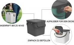 Bissolo Casa Portarifiuti Pattumiere<PATTUMIERA ALBULA ANTRACITE 40X35.8X34CM 40LT: vendita online PATTUMIERA ALBULA ANTRACITE 40X35.8X34CM 40LT in offerta