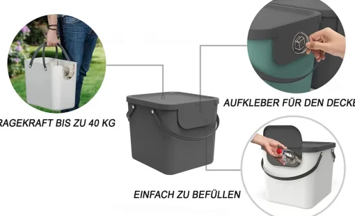 Bissolo Casa Portarifiuti Pattumiere<PATTUMIERA ALBULA ANTRACITE 40X35.8X34CM 40LT: vendita online PATTUMIERA ALBULA ANTRACITE 40X35.8X34CM 40LT in offerta