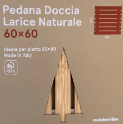 Bissolo Casa Tessile Bagno Tende Doccia E Accessori<PEDANA DOCCIA CM 60X60 IN LARICE NATURALE