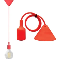 Bissolo Casa Lampadari<PENDENTE SOFFITTO CON CAVO+PORTALAMPADA ROSSO - 1XE27 MAX 60W: vendita online PENDENTE SOFFITTO CON CAVO+PORTALAMPADA ROSSO - 1XE27 MAX 60W in offerta