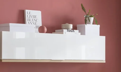 Bissolo Casa Mobili Da Cucina<PENSILE RIBALTA MUNDI CM 160X30.4 H. 35 BIANCO LUCIDO E ROVERE ARTISAN