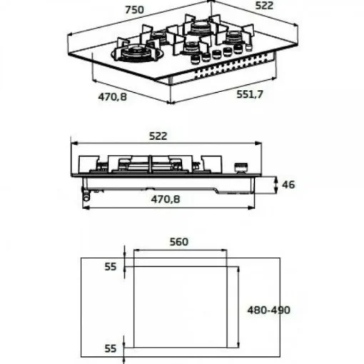 Bissolo Casa Grandi Piani Cottura E Cappe<PIANO COTTURA BEKO CM 75 HIAW75224SXE INOX