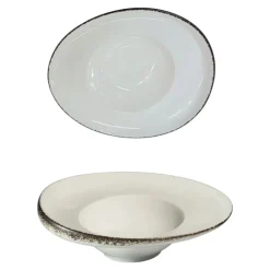 Bissolo Casa Piatti Fondi<PIATTO DEGUSTAZIONE IN PORCELLANA LINEA ONDA 24X21CM BIANCO