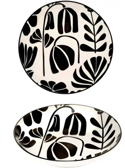 Bissolo Casa Piatti Fondi<PIATTO FONDO IN CERAMICA LINEA TWISTED LIME DIAM.20CM BIANCO CON DECORO NERO