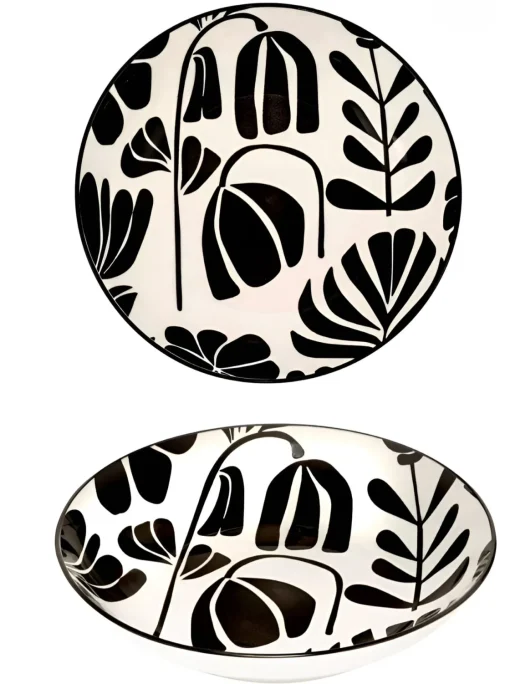 Bissolo Casa Piatti Fondi<PIATTO FONDO IN CERAMICA LINEA TWISTED LIME DIAM.20CM BIANCO CON DECORO NERO