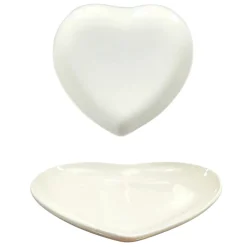 Bissolo Casa Piatti Piani<PIATTO PIANO CUORE IN CERAMICA CREMA 25X25CM