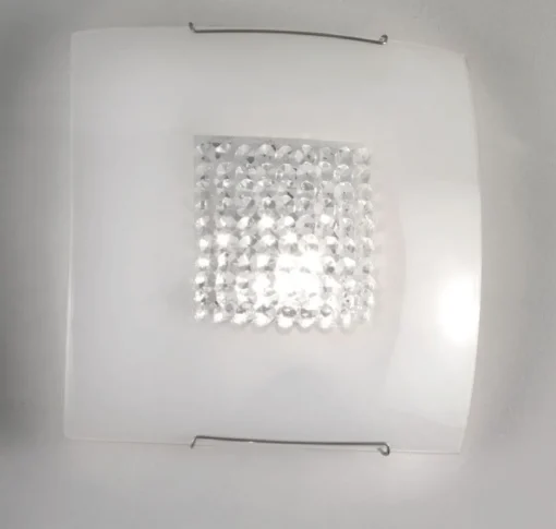 Bissolo Casa Plafoniere<PLAFONIERA 1 LUCE TIFFANY BIANCA 30X30CM - 1XE27: vendita online PLAFONIERA 1 LUCE TIFFANY BIANCA 30X30CM - 1XE27 in offerta