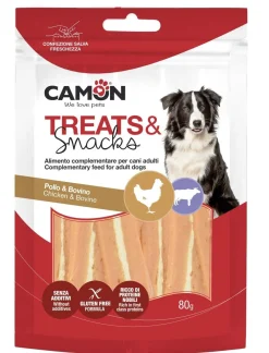 Bissolo Casa Cibi Cane<POLLO AND RAWHIDE JERKY 80GR: vendita online POLLO AND RAWHIDE JERKY 80GR in offerta