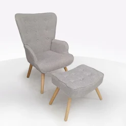Bissolo Casa Poltrone<POLTRONA CON POUF FIORELLA IN TESSUTO TORTORA: vendita online POLTRONA CON POUF FIORELLA IN TESSUTO TORTORA in offerta