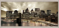 Bissolo Casa Quadri<QUADRO BRIDGE AT NIGHT CON CORNICE BOSTON BEIGE 57X28 CM : vendita online QUADRO BRIDGE AT NIGHT CON CORNICE BOSTON BEIGE 57X28 CM in offerta