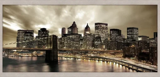 Bissolo Casa Quadri<QUADRO BRIDGE AT NIGHT CON CORNICE BOSTON BEIGE 57X28 CM : vendita online QUADRO BRIDGE AT NIGHT CON CORNICE BOSTON BEIGE 57X28 CM in offerta