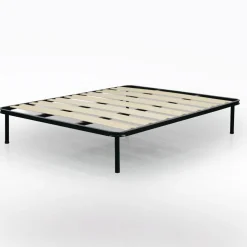 Bissolo Casa Reti Matrimoniali<RETE MATRIMONIALE 160X190 IN METALLO NERO CON 7 DOGHE