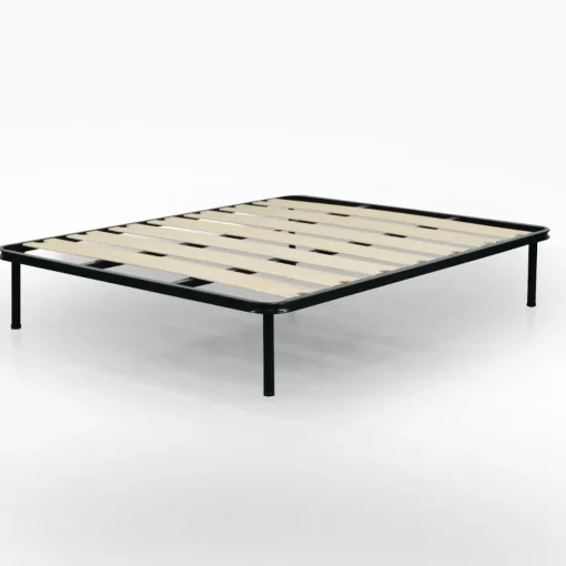 Bissolo Casa Reti Matrimoniali<RETE MATRIMONIALE 160X190 IN METALLO NERO CON 7 DOGHE