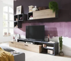 Bissolo Casa Pareti E Soggiorni Componibili<SALA IN LAMINATO NERO PORTLAND E RIVIERA OAK