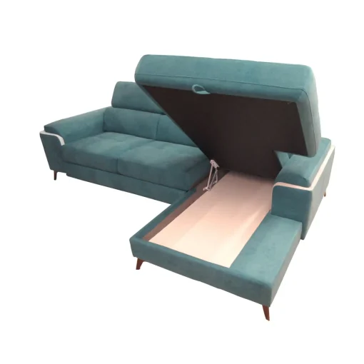 Bissolo Casa Divani Angolari<SALOTTO EROS CON CHAISE LONGUE DX IN TESSUTO TURCHESE: vendita online SALOTTO EROS CON CHAISE LONGUE DX IN TESSUTO TURCHESE in offerta
