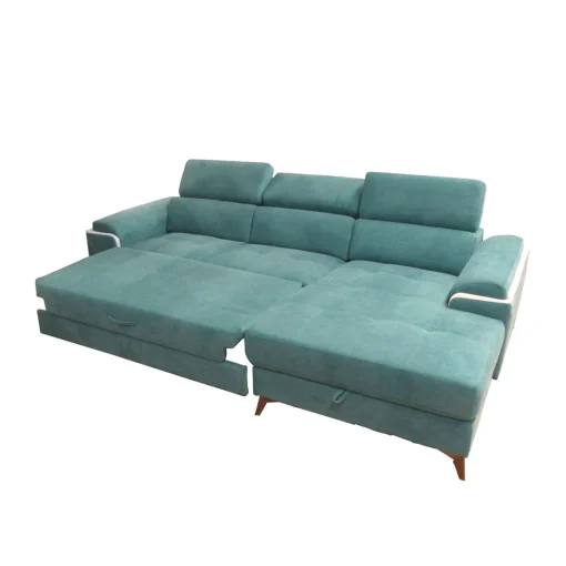 Bissolo Casa Divani Angolari<SALOTTO EROS CON CHAISE LONGUE DX IN TESSUTO TURCHESE: vendita online SALOTTO EROS CON CHAISE LONGUE DX IN TESSUTO TURCHESE in offerta