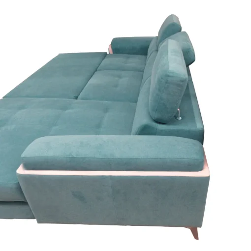 Bissolo Casa Divani Angolari<SALOTTO EROS CON CHAISE LONGUE DX IN TESSUTO TURCHESE: vendita online SALOTTO EROS CON CHAISE LONGUE DX IN TESSUTO TURCHESE in offerta